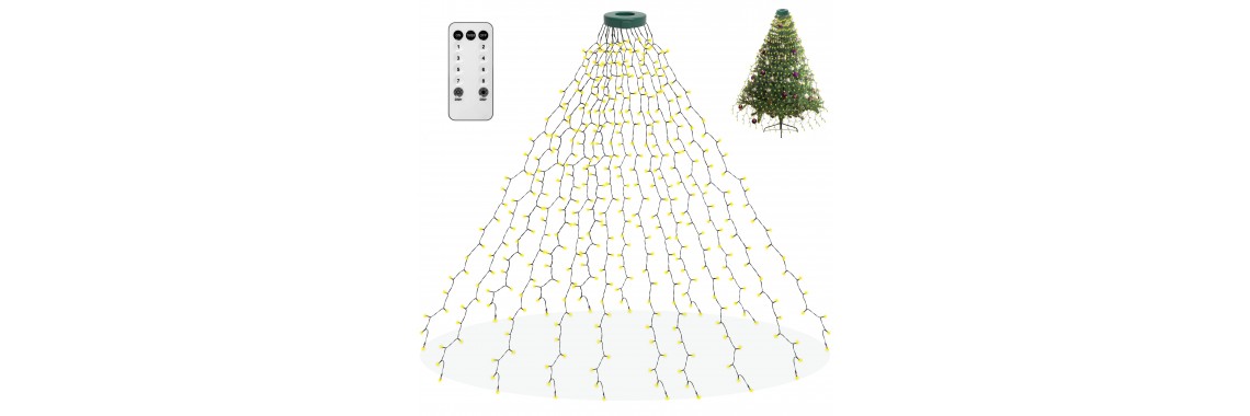 400 LED Christmas Tree Lights, Christmas Lights with 8 Light Modes & Memory  Function, 6.6FT x 16 String Lights with Timing Function & Remote Control
